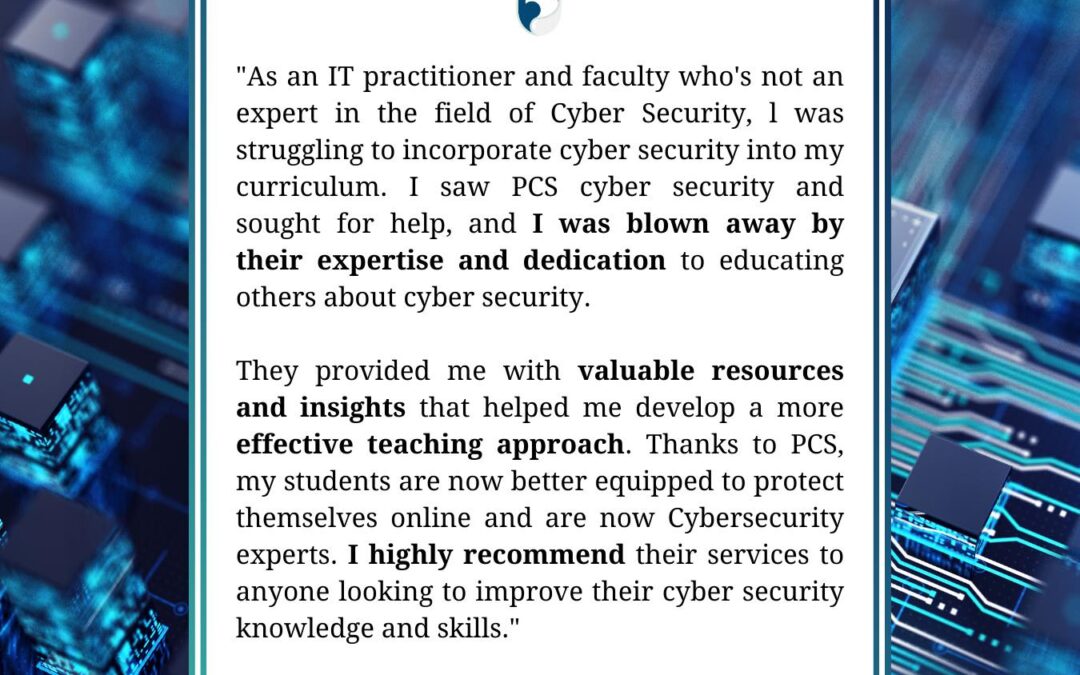 Prof. Bary Reyes shares his experience with Pineda Cybersecurity®‘s immersion program.