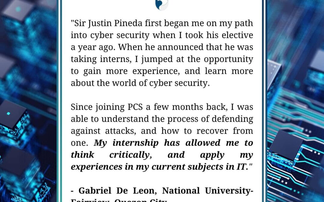 Gabriel De Leon shares his journey with Pineda Cybersecurity.